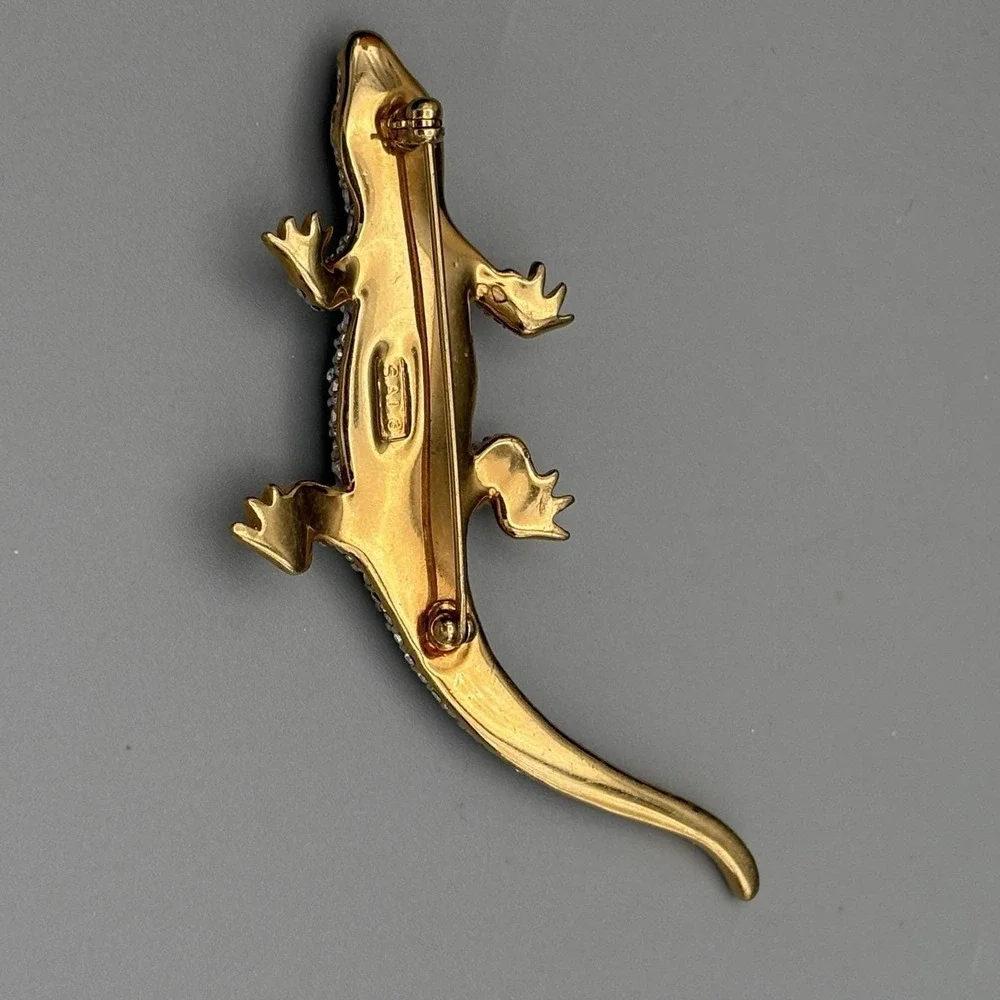 Vintage SAL Swarovski Lizard Brooch Pin Diamante Rhinestone Jeweled Salamander